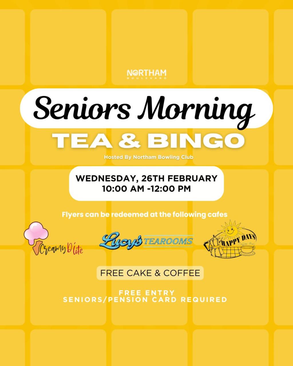 Seniors Morning Tea & Bingo In Northam Boulevard