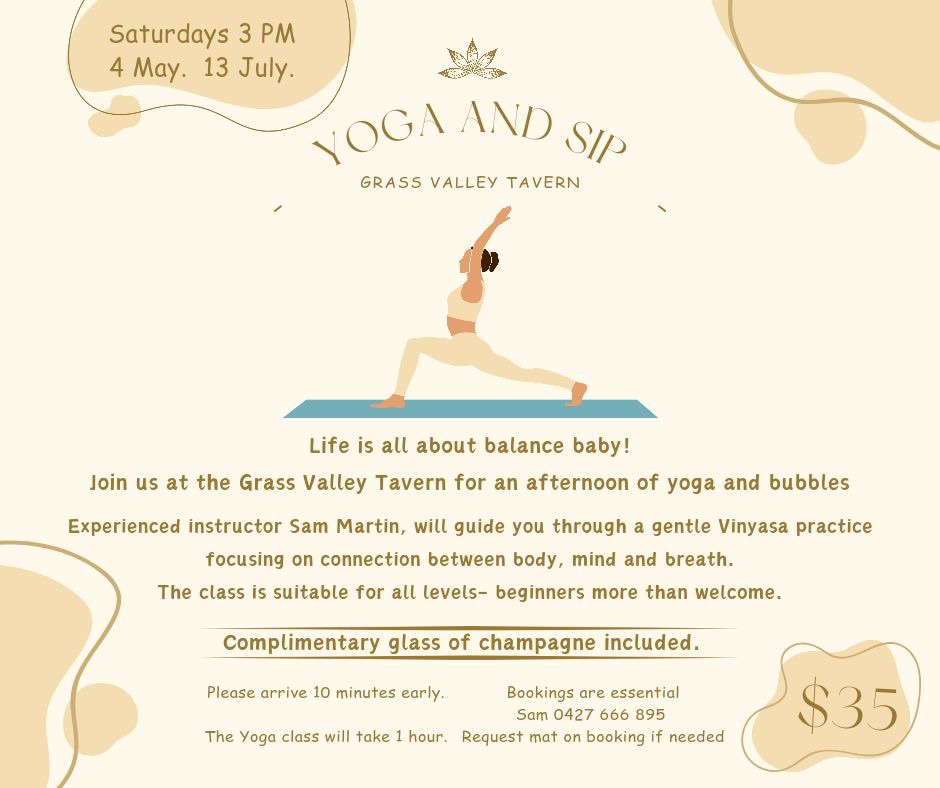 Yoga And Sip At Grass Valley Tavern